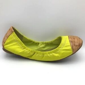 BCBGeneration Womens Elley Cork Ballet Flat Shoes Yellow Cap Toe Slip Ons 9.5B🌴